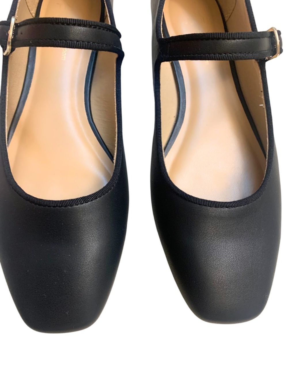 Black Faux Leather Mary Jane Ballet Flats Adjustable Strap Minimalist Preppy 8.5 - Picture 3 of 10
